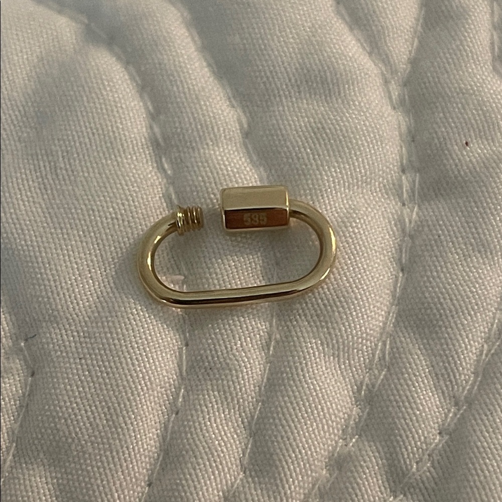 14k solid gold carabiner connector charm